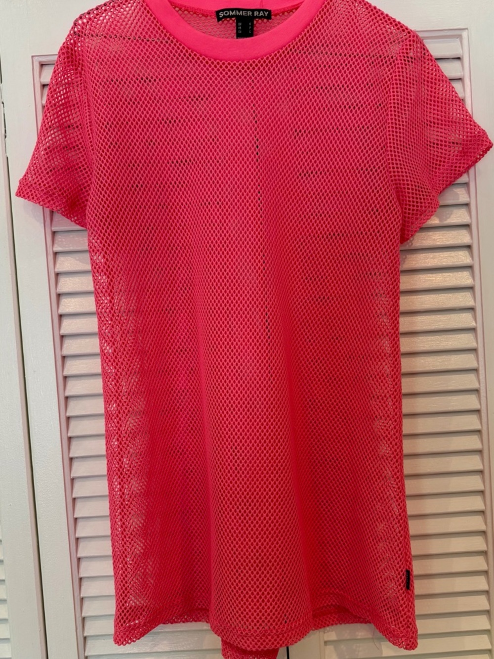 Sommer Ray Hot Pink Mesh Short Sleeve Coverup Top